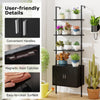 5-Tier Wall Mount Ladder Bookcase with Cabinet and Anti-Tipping Kits-Black
