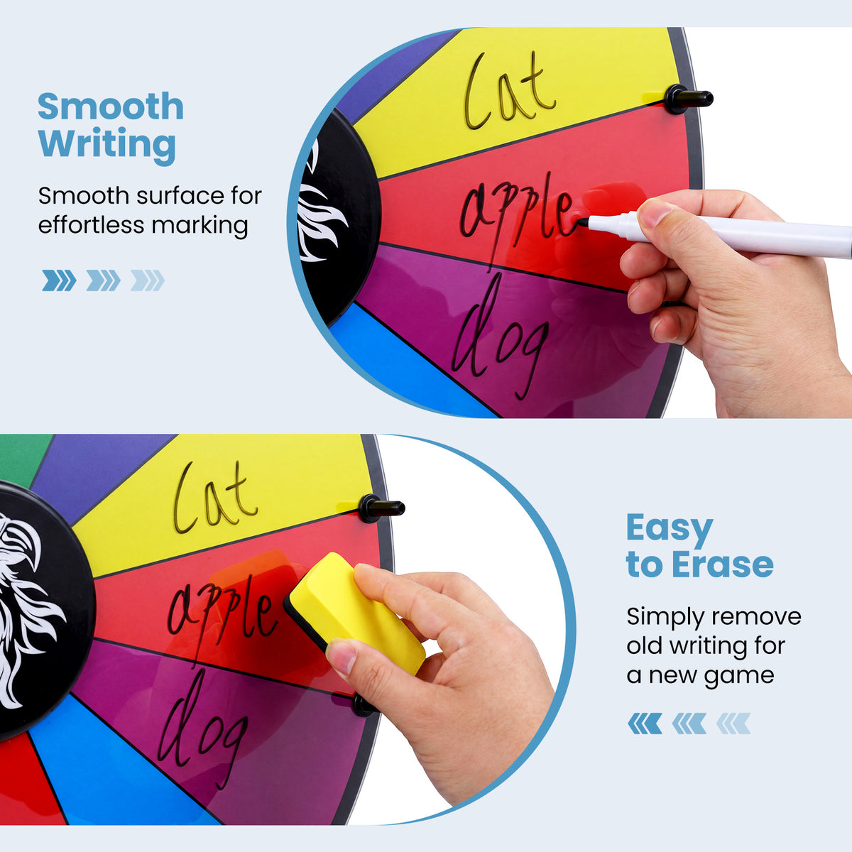 50 CM Spinning Prize Wheel with Blackboard Marker Eraser and Spare Pointer