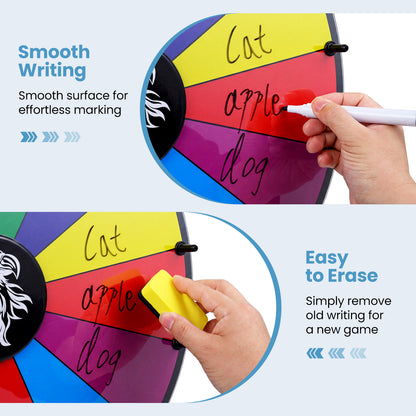 50 CM Spinning Prize Wheel with Blackboard Marker Eraser and Spare Pointer