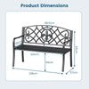 50.5 Inch Outdoor Garden Bench for 2-3 with Cast Iron Floral Backrest-Black