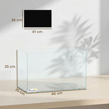 PawHut Fish Tank Bare Glass for DIY Glass Aquarium with Protective Base Mat 24L Transparent for Fish Shrimps