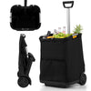 50L Folding Shopping Cart with 3 Pockets and Retractable Handlebar-Black
