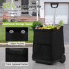 50L Folding Shopping Cart with 3 Pockets and Retractable Handlebar-Black