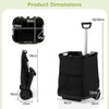 50L Folding Shopping Cart with 3 Pockets and Retractable Handlebar-Black