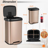50 L Stainless Steel Step Trash Can with Deodorizer Compartment-Rose Gold
