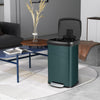 50 L Stainless Steel Step Trash Can with Deodorizer Compartment-Dark Green