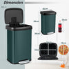 50 L Stainless Steel Step Trash Can with Deodorizer Compartment-Dark Green