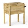 51L Wooden Patio Cooler Outdoor Beverage Cooler with Bottle Opener-Natural