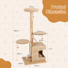 51 inches Wooden Cat Tree with Solid Wood Post and  Curved Plywood Frame-Natural
