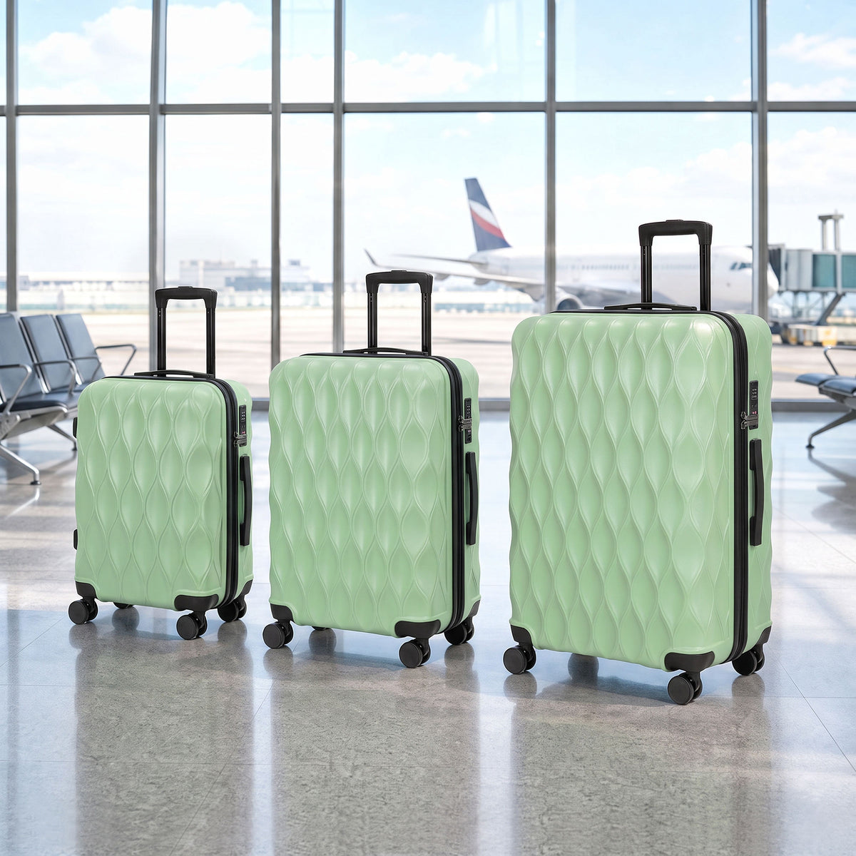 HOMCOM 3-Piece Suitcase Set in Green