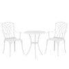 Outsunny 3 Pieces Garden Bistro Set, Cast Aluminium Outdoor Dining Set with 2 Chairs and Round Table with Parasol Hole, White