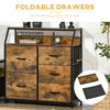 HOMCOM Bedroom Chest of Drawers, Industrial 5 Fabric Drawer Dresser with Open Shelf for Living Room, Rustic Brown