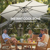 Outsunny 3 m Garden Cantilever Parasol with Cross Base, Sandbag, 360Â° Rotating Overhanging Banana Umbrella, Cream White