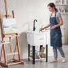 55L Utility Sink Laundry Tub with Rotating Faucet Storage Shelf Drip Tray Adjustable Legs-S
