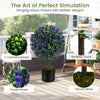 Set of 2 Artificial Purple Rose Topiary Ball Trees 55cm Faux Boxwood Ball Tree-Purple