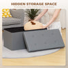 HOMCOM Storage Ottoman Bench, 89L PU Leather Folding Foot Rest Stool, End of Bed Bench, Easy Assembly, for Living Room, Bedroom, Entryway, Grey
