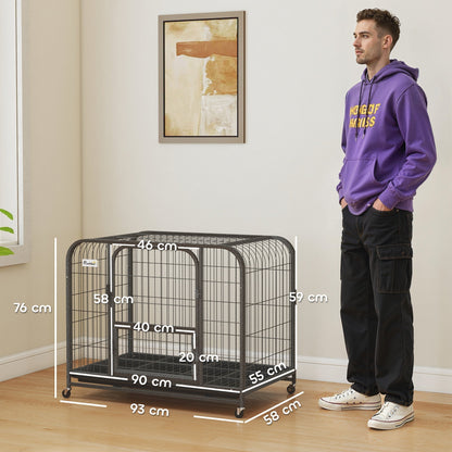 PawHut Heavy Duty Dog Crate,93 x 58 x 76 cm, Large Dog Cage for Small to Medium Breeds