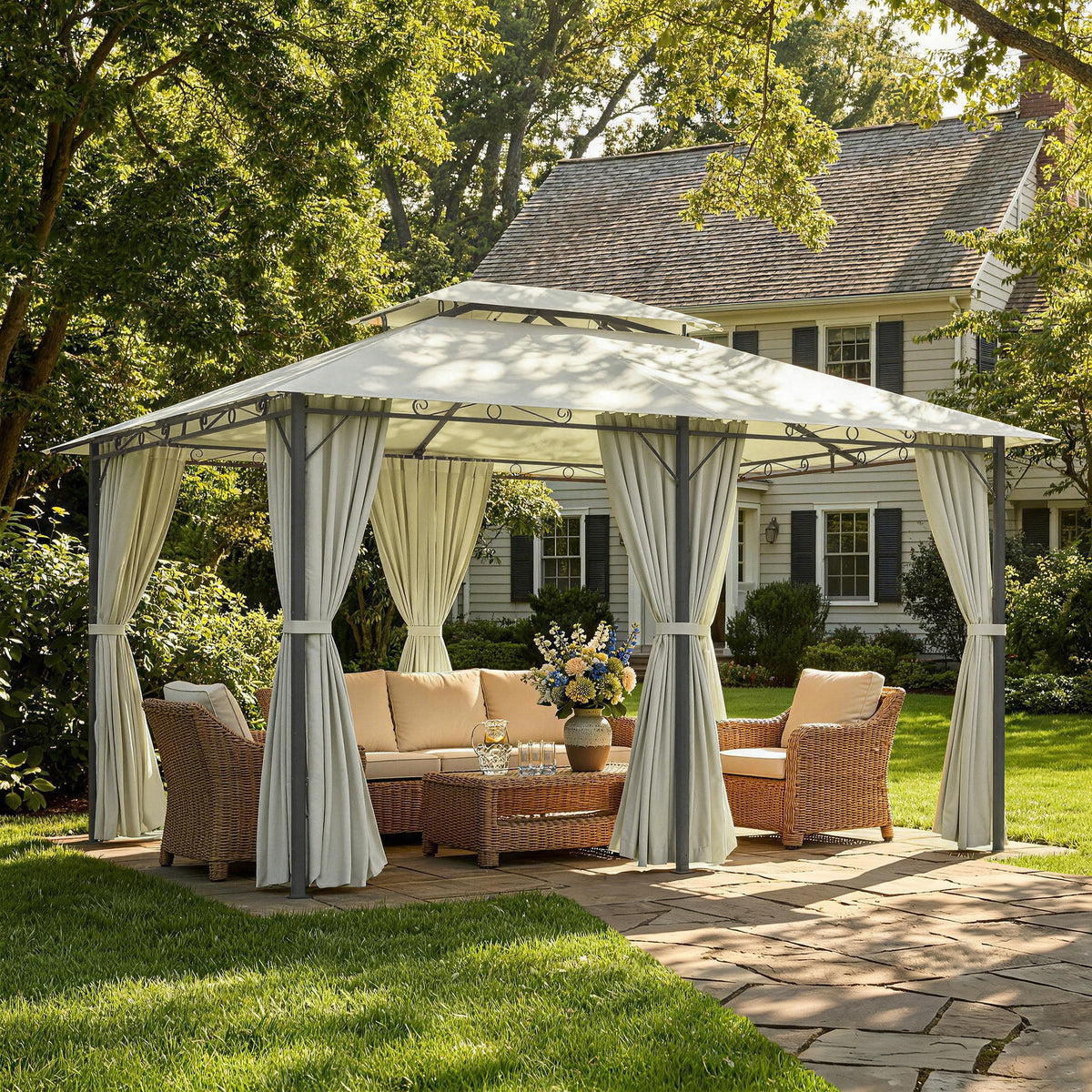 Outsunny)Garden Gazebo in Beige