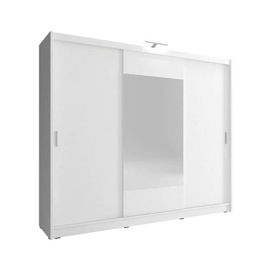 White wardrobe with sliding doors on a white background