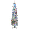 HOMCOM 7.5' Artificial Prelit Christmas Trees Holiday DÃ©cor with Colourful LED Lights, Flocked Tips, Berry, Pine Cone