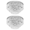 HOMCOM Set of 2 Modern Crystal Ceiling Lights, Chandeliers, Pendant Lamps w/ 7 Lights, E14 Fittings for Living Room, Bedroom, Silver
