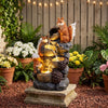 59 cm Outdoor Water Fountain with 3 LED Lights and Pump 4-Tier with Squirrels