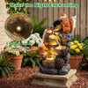 59 cm Outdoor Water Fountain with 3 LED Lights and Pump 4-Tier with Squirrels