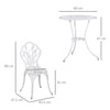 Outsunny 3 Piece Patio Bistro Set for 2, Outdoor Aluminium Garden Table and Chairs with Umbrella Hole for Balcony, White
