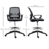 Vinsetto Ergonomic Mesh Back Drafting Chair, Tall Office Chair, Draughtsman Chair with Adjustable Height and Footrest 360  Swivel, Set of 5
