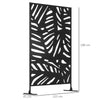 Outsunny Decorative Garden Privacy Screen with Stand, 6.5FT Freestanding Metal Outdoor Divider, Decorative Privacy Panel with Expansion Screws for Garden Pool Hot Tub, Large Leaves Style, Black