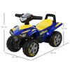 HOMCOM Baby Quad Bike Kids Ride On Car Goodyear Licensed Walker Foot To Floor Slider NO POWER w/ Lights Horn Storage Blue for 18-36 Months