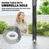 Outsunny Garden Dining Set for 4 with Umbrella Hole, Stackable Chairs and Rectangular Glass-Top Outdoor Table, Light Grey