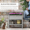 Outsunny Wooden Raised Garden Bed, Elevated Planter Box with Storage Shelf and Drainage Holes, Raised Planter with Legs, Grey