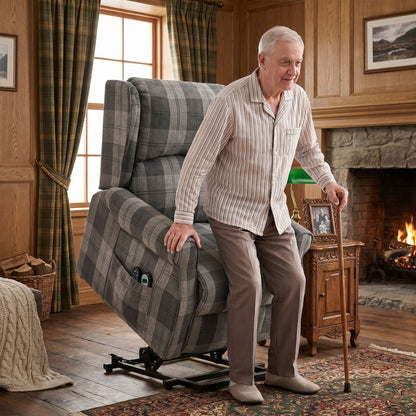 HOMCOM Power Lift Recliner Chair with Vibration Massage, Heat, Checked Lift Chair with Remote, Side Pockets, Grey