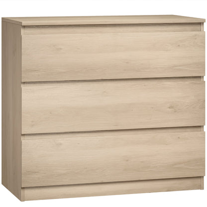 HOMCOM 3-Drawer Storage Organiser Unit, Chest of Drawers for Bedroom, Living Room, 80 x 39 x 73cm, Oak