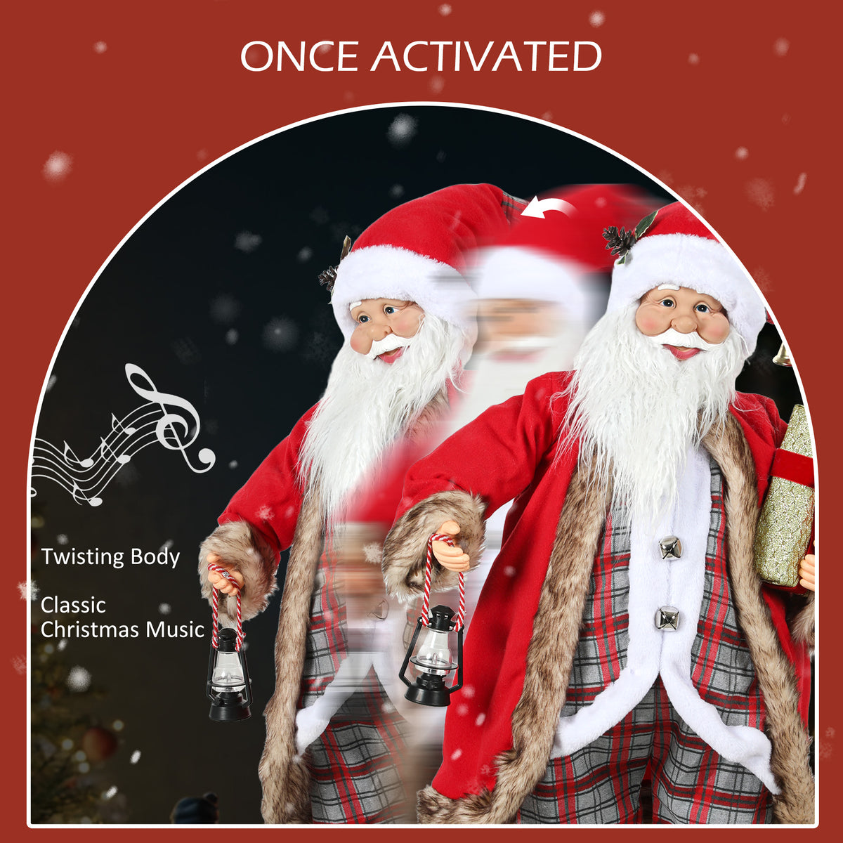 HOMCOM 120cm Animated Santa Claus Figure in Red