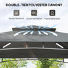 Outsunny 8' x 5' Grill Gazebo, Double Tiered BBQ Gazebo Shelter Canopy with LED Lights, 2 Side Shelves, Hooks, Dark Grey