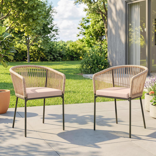 Outsunny Garden Chairs Set of 2 in a Natural Wood Finish