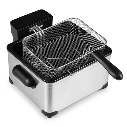 5L Electric Deep Fryer with 3 Baskets and LED Touch Screen for Kitchen-Silver