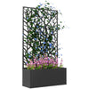 Outsunny Outdoor Metal Planter, with Back Trellis - Black