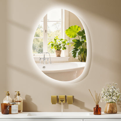 HOMCOM Bathroom Mirror with LED Lights in Silver