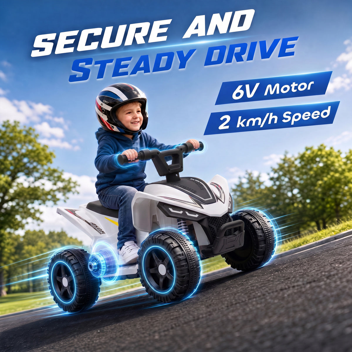 AIYAPLAY 6V Battery Powered Kids ATV in White