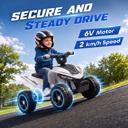 AIYAPLAY 6V Battery Powered Kids ATV in White