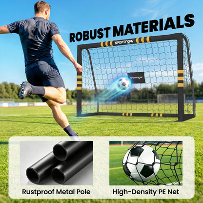 SPORTNOW Football Goal, 6 x 4ft Portable Football Net with EPE Foam Padding, PVC Tube Covers Ground Stakes and Metal Frame