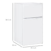 HOMCOM 88L Under Counter Fridge Freezer, Small Refrigerator with 5-Setting, 3 Star Freezer Rating, White