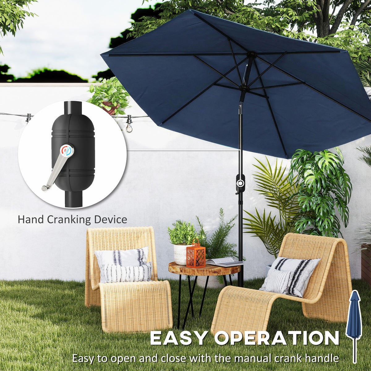 Outsunny 2.6 m Garden Parasol Umbrella with Aluminium Pole in Navy Blue
