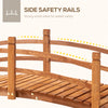 Outsunny 6FT Wooden Garden Bridge with Safety Railings, Classic Arc Footbridge for Stream Pond Walkway, Orange