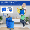 HOMCOM 20L Compact Mop Bucket on Wheels, with Water Separation Panel - Blue