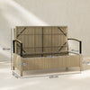 Outsunny 125L Garden Storage Bench, 2 Seater PE Rattan Outdoor Bench Storage Box with Padded Cushion, Khaki
