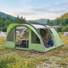 Outsunny 4 Person Easy Setup Family Camping Tent with 2 Rooms, Waterproof Tunnel Tent w/ Sewn In Groundsheet, Green & Grey